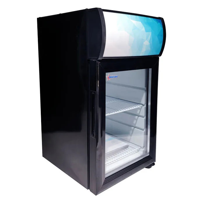 Omcan  RS-CN-0021-B 13″ Countertop Display Refrigerator with Lightbox, 21 Liter (0.75 cu.ft.) Capacity, Black - Continental Restaurant Equipment