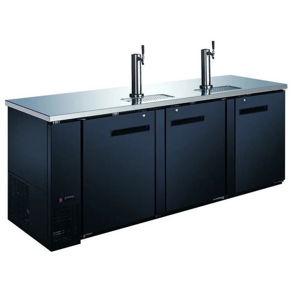 Omcan  BD-CN-0032-HC 90″ Triple Solid Doors Kegerator / Beer Dispenser with 2 Taps – 32 cu.ft. Capacity - Continental Restaurant Equipment