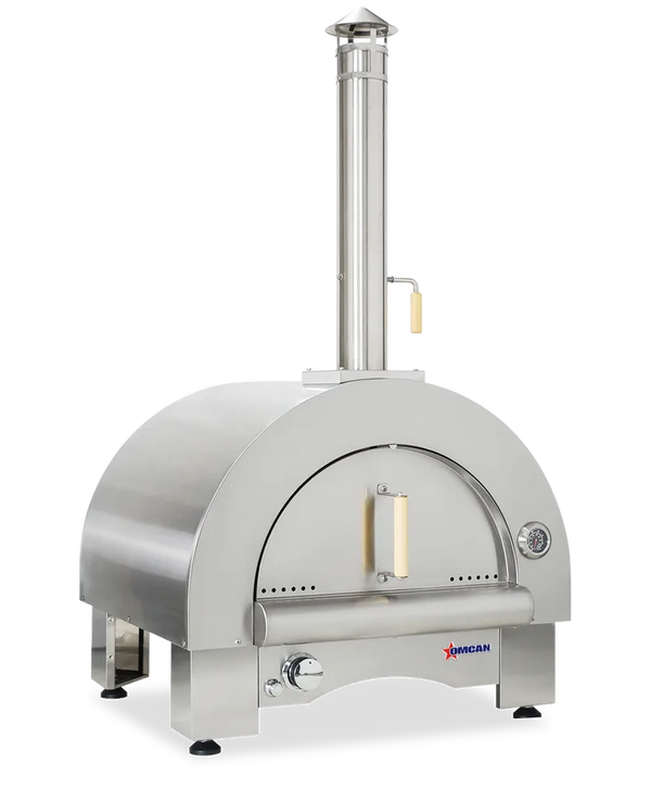 Omcan  CE-CN-0082T-WG 33″ Countertop Wood Burning and Propane Gas 35,000 BTU Pizza Oven Stainless Steel