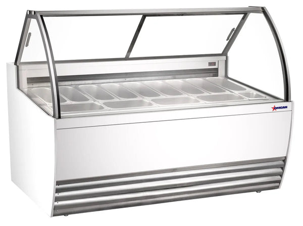 Omcan  FR-CN-00013W 69.5″ Gelato Display Showcase (White Exterior) with 13 Pans - Continental Restaurant Equipment