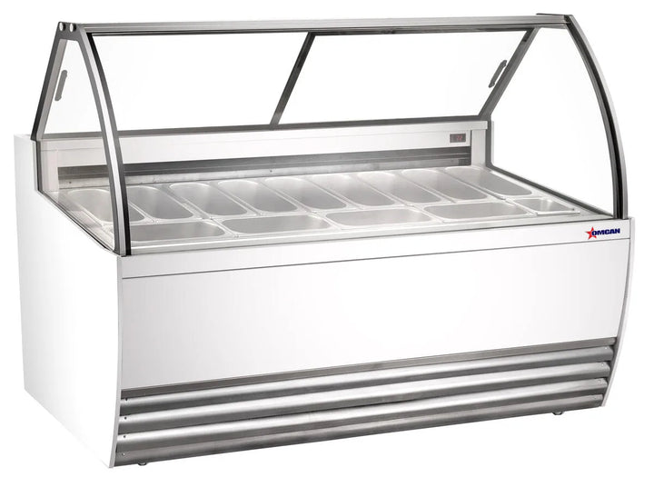Omcan  FR-CN-00013W 69.5″ Gelato Display Showcase (White Exterior) with 13 Pans - Continental Restaurant Equipment