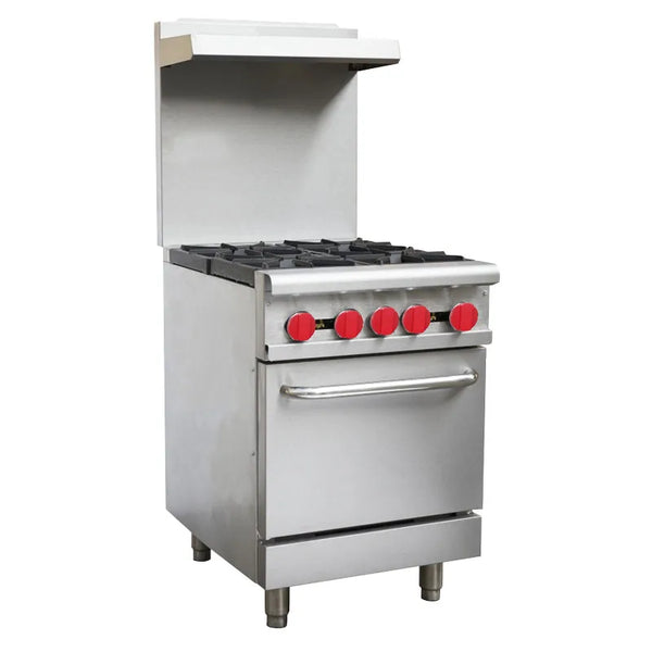 Omcan  CE-CN-0609-R 24″ Commercial Gas Range 4 Burners and Standard Oven 151,000 BTU – Natural Gas