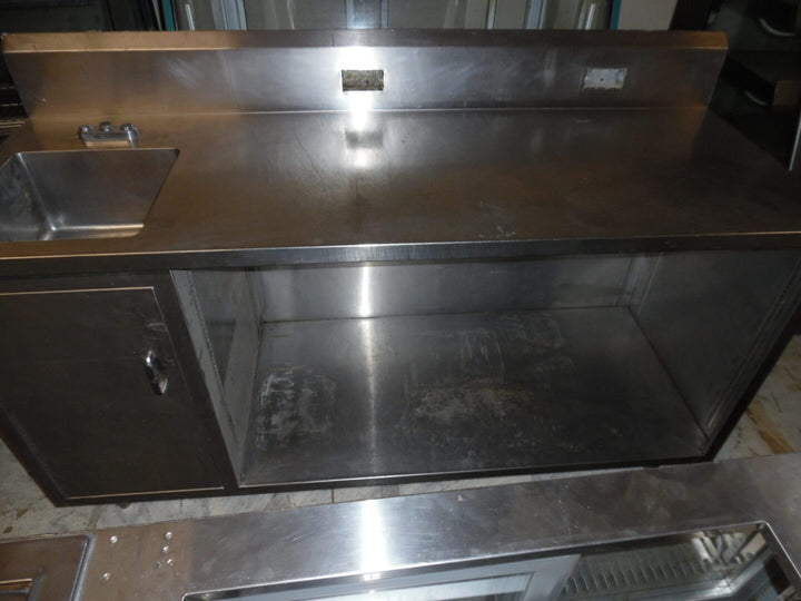 Used Stainless steel Back Counter with Back Splash and sink