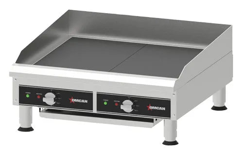 Omcan  CE-CN-0610-DN 24" Electric Charbroiler with Grill and Griddle Plate Attachments – 3.6 KW, 240 V