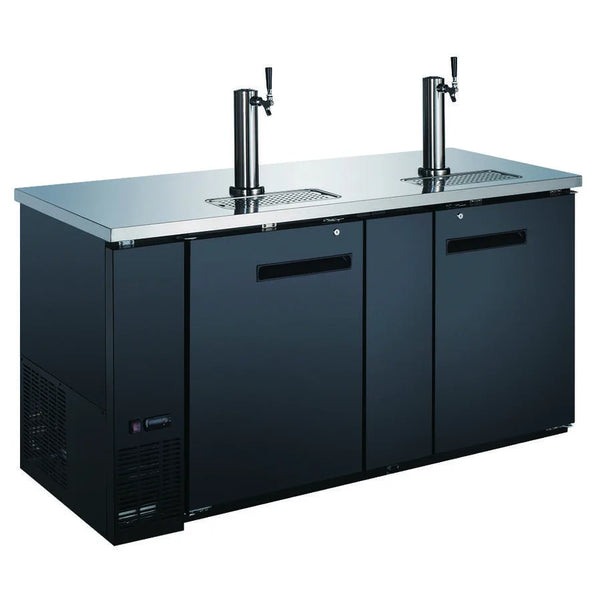 Omcan  BD-CN-0023-HC 69″ Double Solid Doors Kegerator / Beer Dispenser with 2 Taps – 23.3 cu.ft. Capacity - Continental Restaurant Equipment