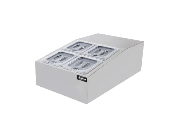 Omcan  RS-CN-0004 15″ Countertop Refrigerated Prep Rail with 4 x GN 1/6 Pans Capacity - Continental Restaurant Equipment