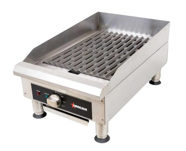 Omcan  CE-CN-0350-240V 14″ Electric Charbroiler with Grill and Griddle Plate Attachments – 3.6 KW, 240 V