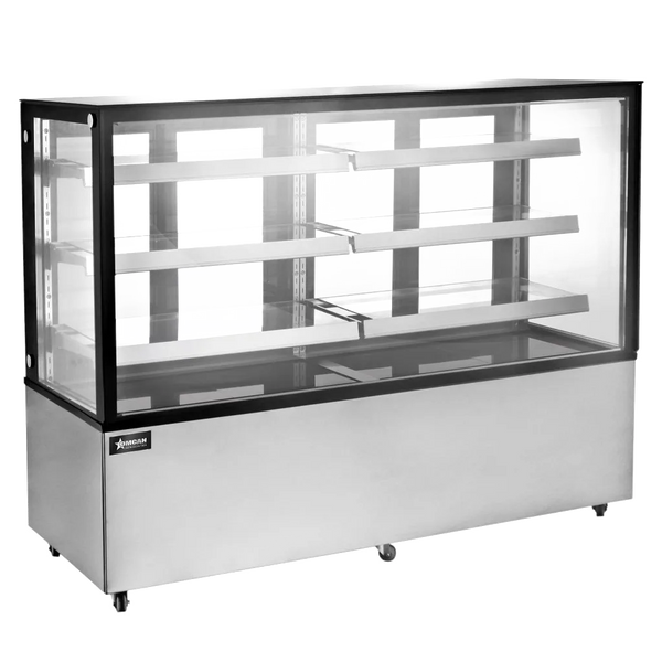 Omcan  RS-CN-0571-S 72″ Square Glass Floor Refrigerated Display Case, 28.61 cu.ft. (810 Liter)