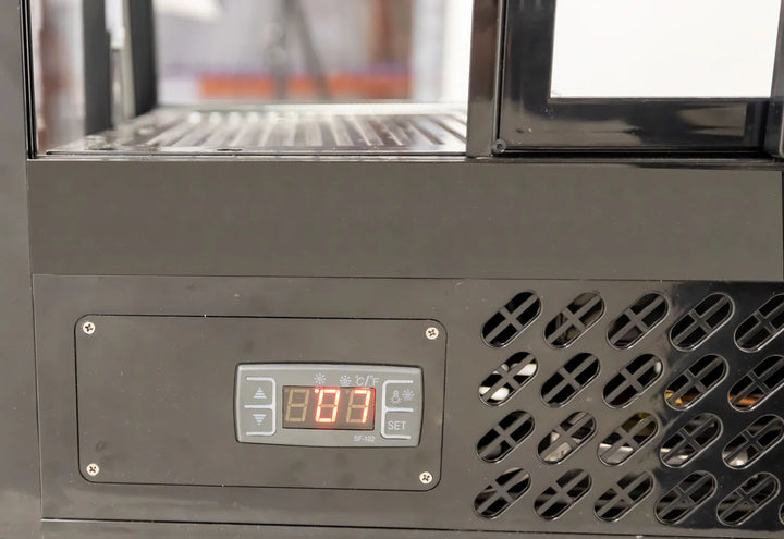 Omcan  RS-CN-0100-E 27” Black Countertop Refrigerated Display with 3.5cu.ft. / 100L Capacity – 110V, 170W - Continental Restaurant Equipment