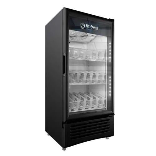 Omcan  VR10 Imbera 25″ One Glass Swing Door Refrigerator with 9 cu.ft. capacity, Black - Continental Restaurant Equipment
