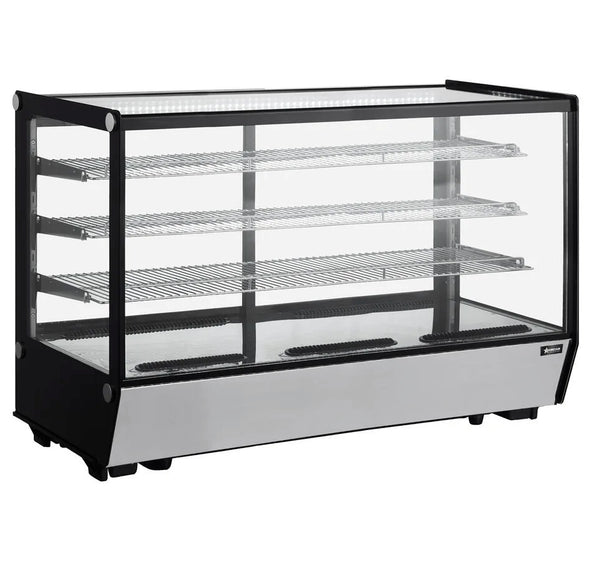 Omcan  RS-CN-0225S-5 48″ Countertop Square Glass Refrigerated Display with 8 cu.ft. (225 Liters) Capacity – 110-120V, 640W