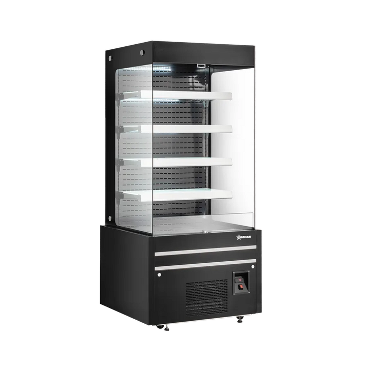 Omcan  RS-CN-0900 36” Grab-and-Go Black Open Front Refrigerated Showcase 19.77 cu.ft. (560 L) - Continental Restaurant Equipment