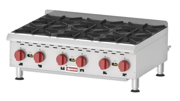 Omcan  CE-CN-HP636M Countertop Stainless Steel Gas Hot Plate with 6 Burners