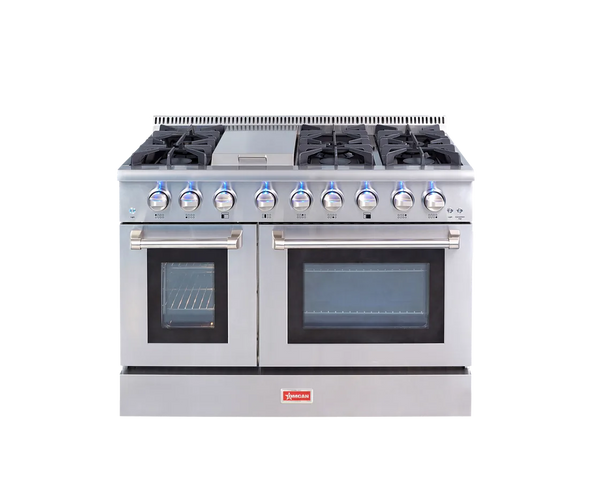 Omcan  CE-CN-4808U 48″ Commercial Gas Range with 30″ & 18″ Ovens – 135,000 BTU/hr – Natural Gas