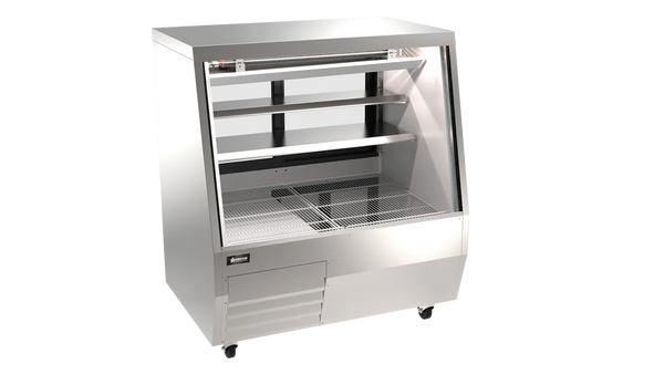 Omcan  RS-CN-0050D-SS 50” Square Stainless Steel Glass Refrigerated Double-Duty Deli Case - Continental Restaurant Equipment