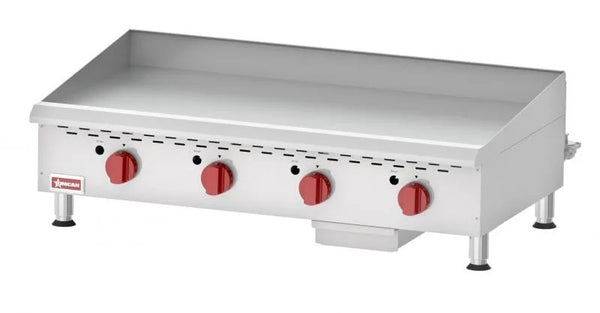Omcan  CE-CN-G48TPF Countertop Stainless Steel Gas Griddle 4 Burners with Thermostatic Control – 120,000 BTU