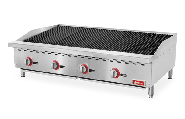 Omcan  CE-CN-CB48-M 48″ Countertop Radiant Gas Charbroiler, 4 burners, 140,000 BTU