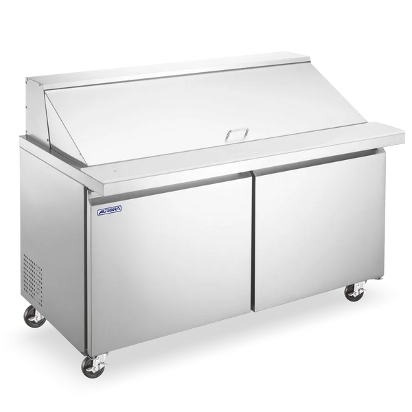 Omcan  PT-CN-1524E-HC Aurora 60″ Refrigerated Sandwich/Salad Prep Table, 2 Doors, Stainless Steel, 17 cu.ft. (469 L) Capacity – 120 V, 504 W