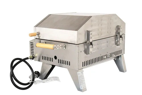 Omcan  CE-CN-0748 Stainless Steel Propane Pizza Oven with Foldable Legs 12,000 BTU - Continental Restaurant Equipment