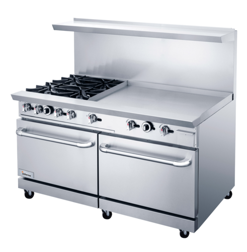 Inferno 60" (4) Open Burner, 36" Griddle Combination  Restaurant Range  - Continental Restaurant Equipment