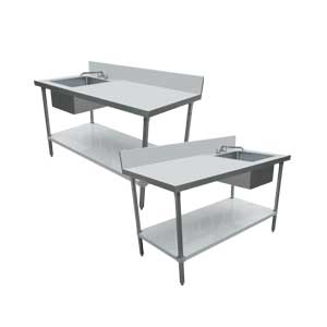 ALL STAINLESS STEEL TABLES WITH SINKS