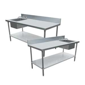 STAINLESS STEEL TABLES WITH SINKS